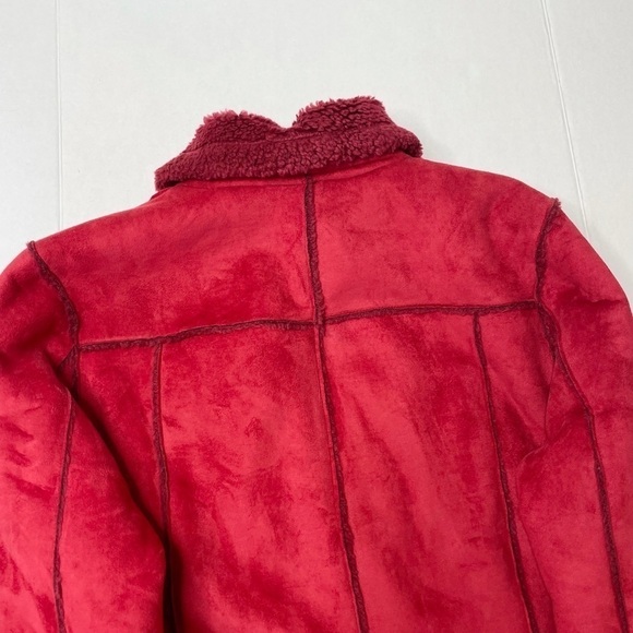 STYLE & Co. Red Faux Sherpa Paneled Zip Up Collared Jacket Size Large - Picture 4 of 10